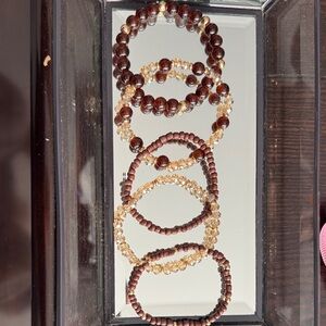 Elegant Brown and Gold Beaded Bracelet Set